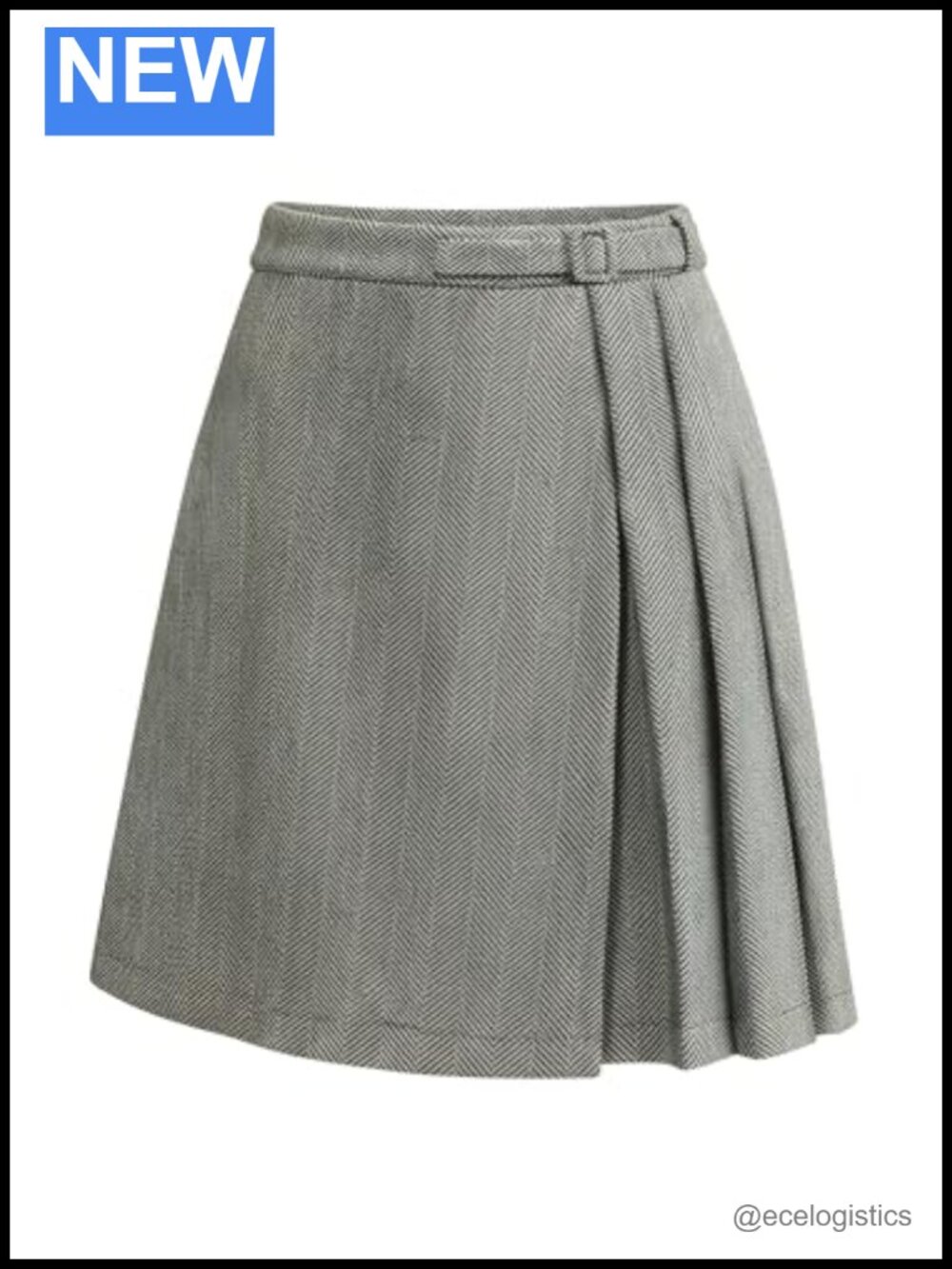Women's Tweed Pleated High Waisted Knee Length Skirt Fall Winter A-Line Y2K
